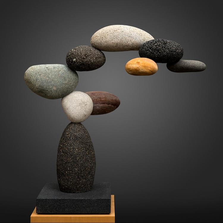 Woods Davy (American, born 1949), Cantamar 11/11/16 , 2016. Stone on granite base, 41 x 41 x 22 in. Crocker Art Museum, gift of Bob and Ann Myers.